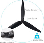 9-Inch Glass Fiber Nylon Propellers, 3-Blade Props for Cinelifter FPV Drones, Black (4 pcs - 2 CW, 2 CCW)