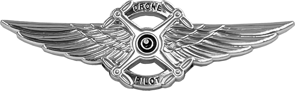 BL4-018 Full Size Silver UAS FAA Commercial Drone Pilot Wings pin