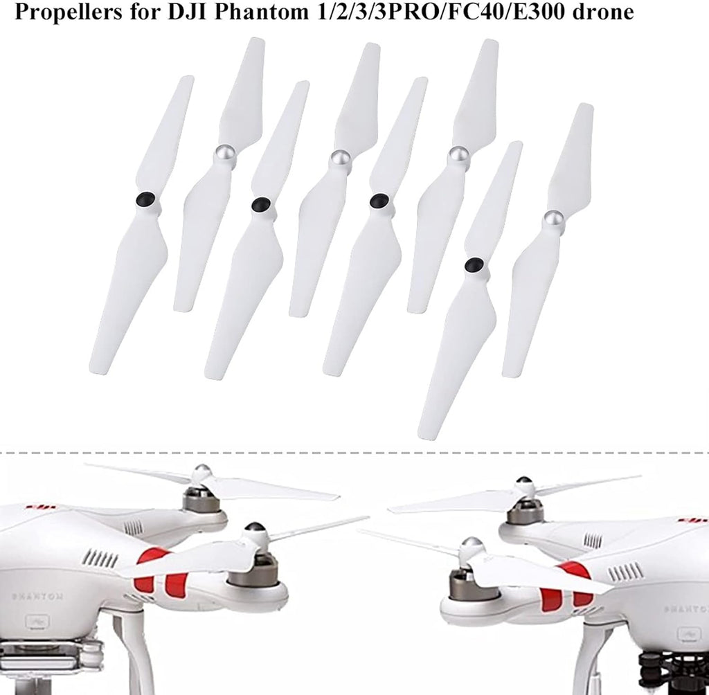 Drone Propeller Blades, 4 Pairs 9450 Self Tightening Drone Propeller CWandCCW Propellers, Low NoiseReduction Props Replacement Part Blade forDJI Phantom 2/3(White)