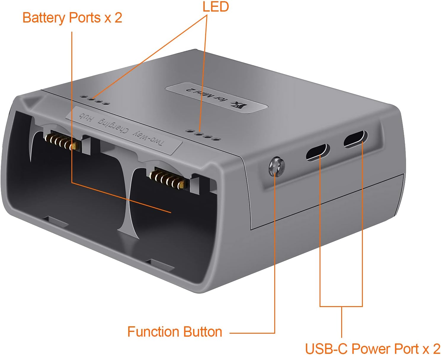 Two Way Charging Hub for DJI Mini 4K,2,2 SE,Mini SE Drone Battery,Check Two Batteries Level,Charging in Sequence Accessories