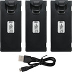 sea jump 3PCS 3.7V 1000mAh Lipo Battery with USB Charging Cable Suitable for E88 E88MAX E99 E99MAX BD101 P15PRO P8 A13 A15 K10MAX RC Drone, Aerial Quadcopters High-Capacity Battery Spare Parts
