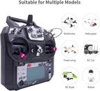 DTXMX FS-i6X 10CH Radio Transmitter and Receiver FS-iA10B 2.4G RC Controller for Airplane Helicopter FPV Drone RC Quadcopter Fly in The vast Sky (Mode-2)