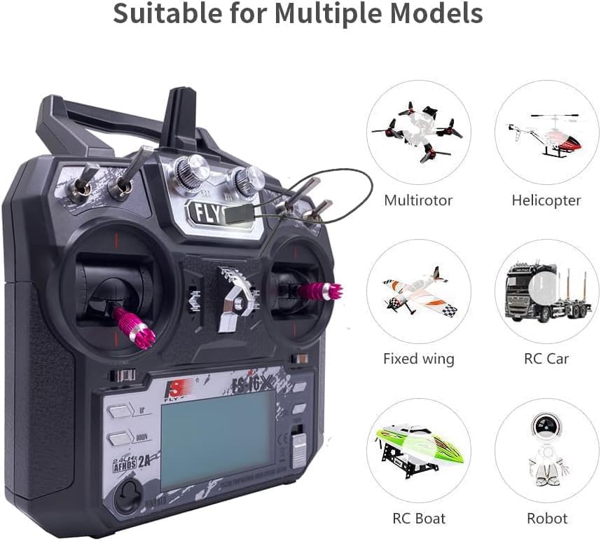 DTXMX FS-i6X 10CH Radio Transmitter and Receiver FS-iA10B 2.4G RC Controller for Airplane Helicopter FPV Drone RC Quadcopter Fly in The vast Sky (Mode-2)