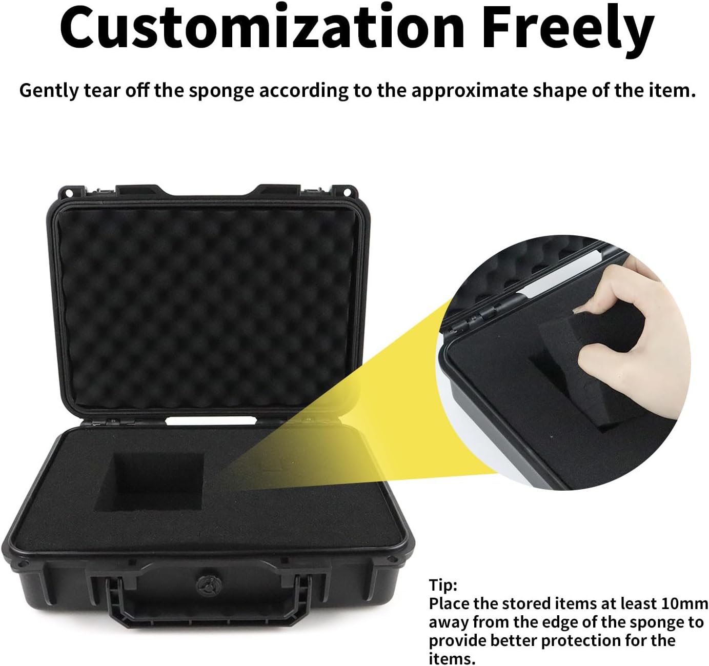 Carrying Hard Case with Pre Grid line Cube Sheet Foam for Drone,Camera Accessories, Electronics, and Gear,Shockproof,Waterproof,Black,Large,18.4x 12.6 x 6.3 inch