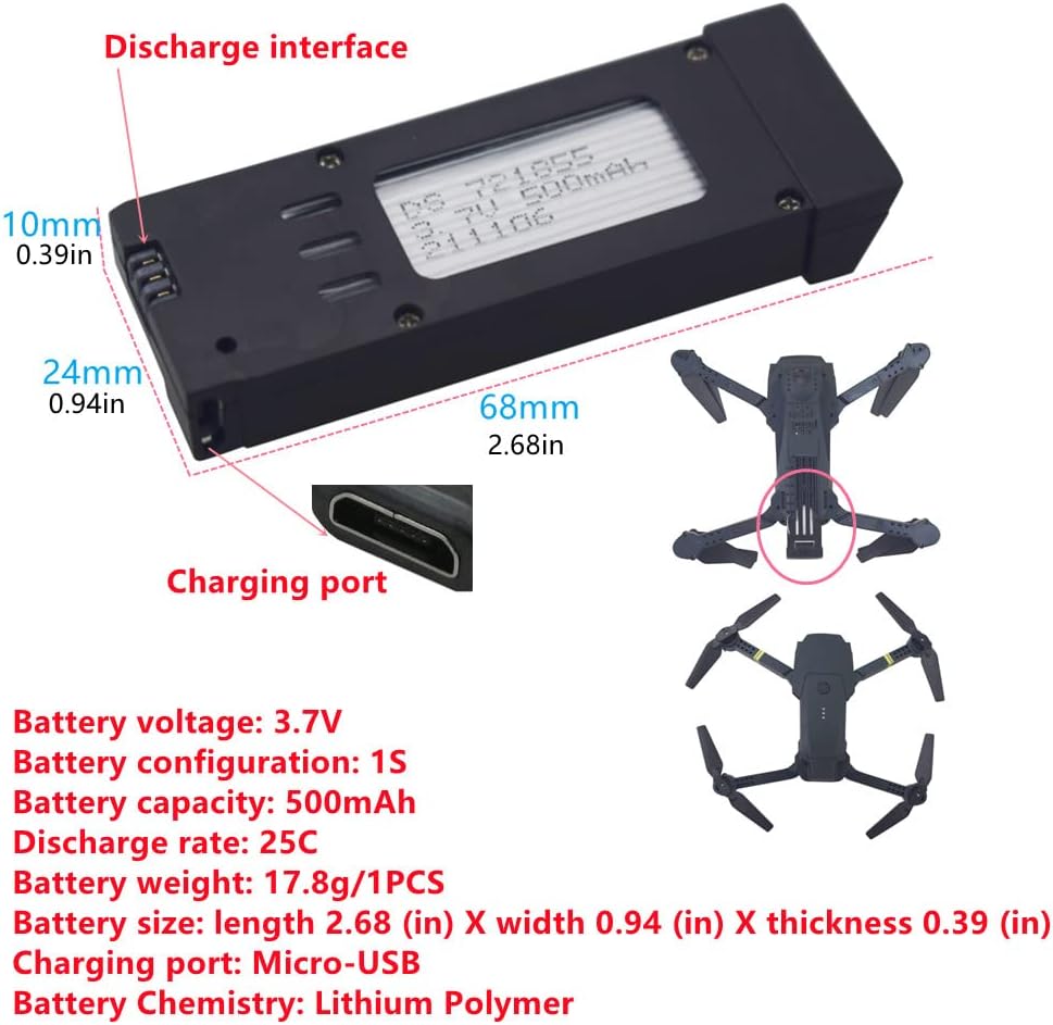 sea jump 3pcs 3.7V 500mAh Lithium Battery for E58 S168 JY019 Quadcopter Spare Parts UAV Lithium Battery