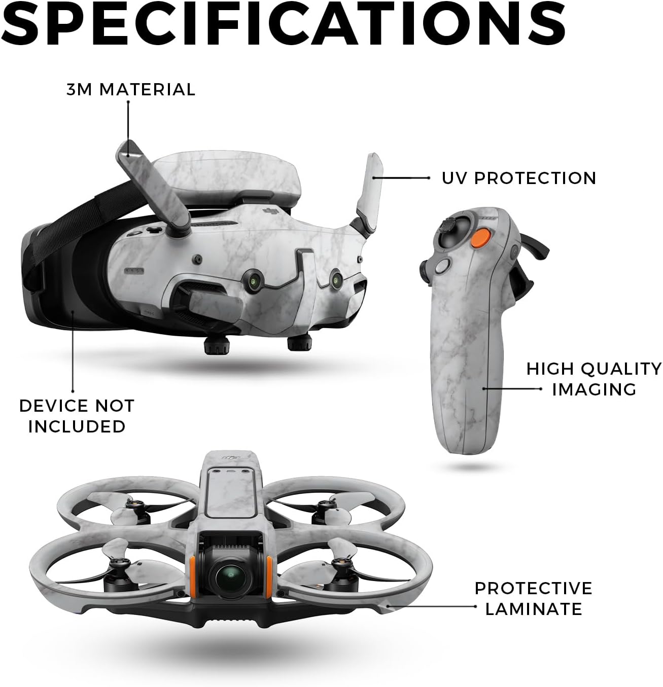 Drone Skin Compatible with DJI Avata 2 Bundle (2024) - Frost Marble - Premium 3M Vinyl Protective Wrap Decal Cover - Easy to Apply | Crafted in The USA by MightySkins
