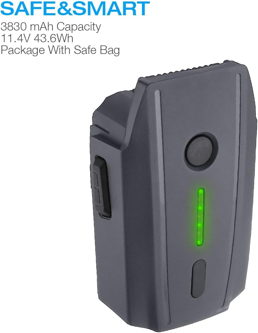 Mavic Pro Battery, 2-Pack 11.4V 3830 mAh LiPo Intelligent Flight Battery + Safe Bag Replacement for Mavic Pro & Platinum & Alpine White Drone