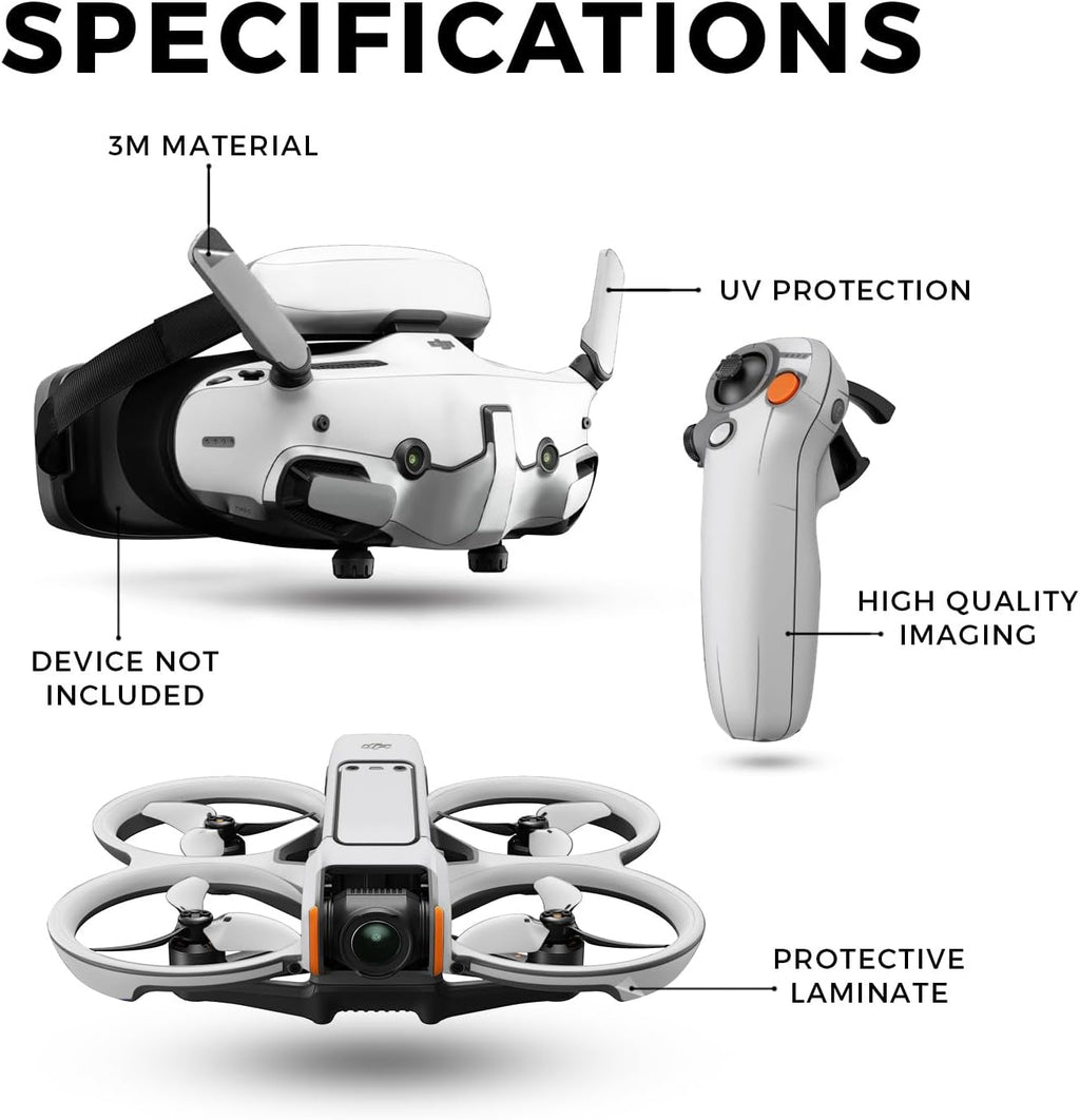 Drone Skin Compatible with DJI Avata 2 Bundle (2024) - Solid White - Premium 3M Vinyl Protective Wrap Decal Cover - Easy to Apply | Crafted in The USA by MightySkins