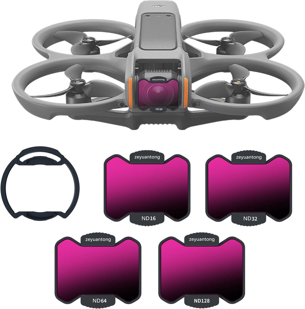 Magnetic ND Filter Kit with Magnetic Mount Adapter Compatible with DJI Avata 2,4 Pack ND16 ND32 ND64 ND128 Drone Lens Accessory Aluminum Alloy Frame