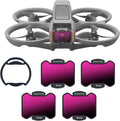 Magnetic ND Filter Kit with Magnetic Mount Adapter Compatible with DJI Avata 2,4 Pack ND16 ND32 ND64 ND128 Drone Lens Accessory Aluminum Alloy Frame