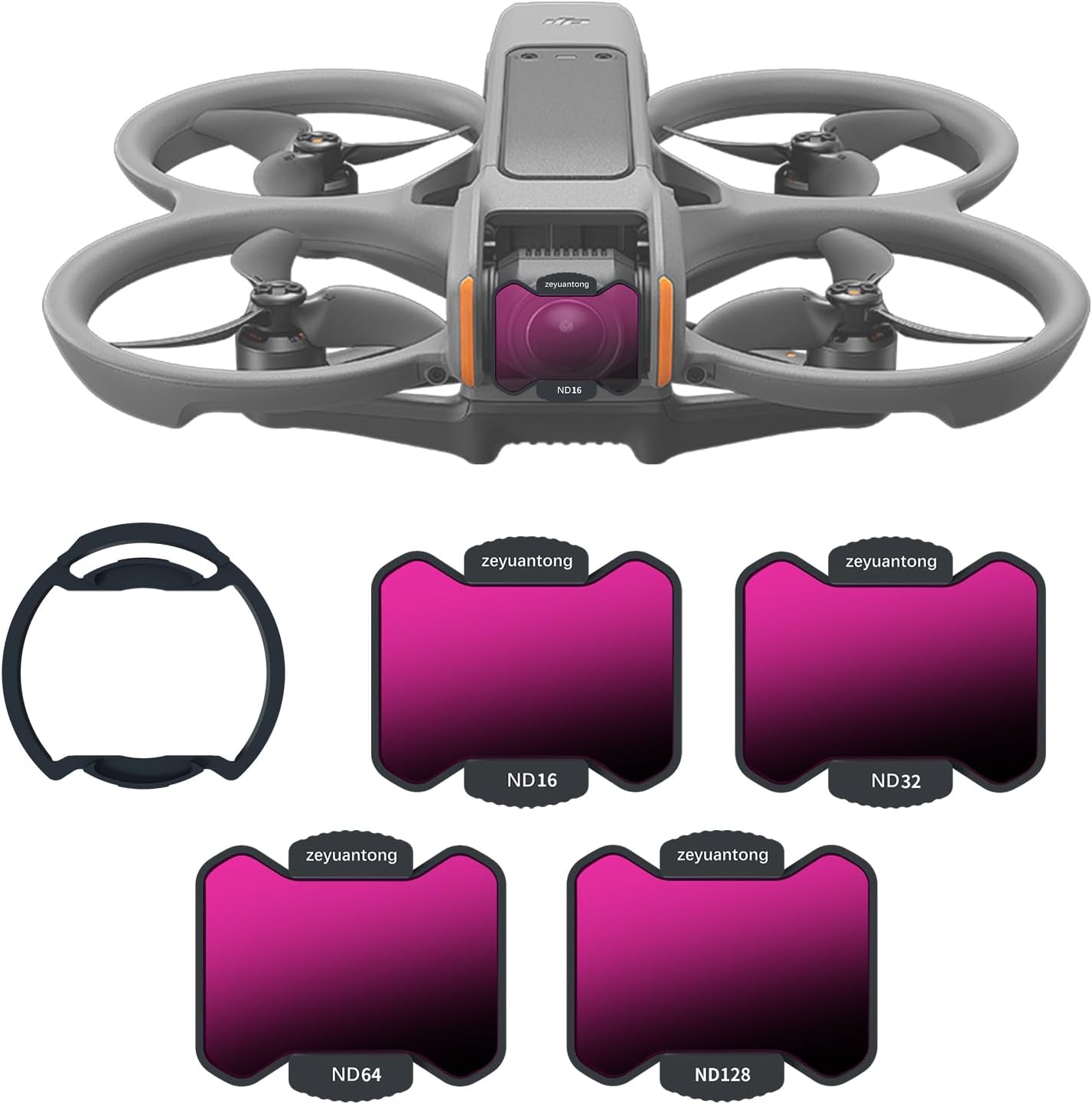 Magnetic ND Filter Kit with Magnetic Mount Adapter Compatible with DJI Avata 2,4 Pack ND16 ND32 ND64 ND128 Drone Lens Accessory Aluminum Alloy Frame