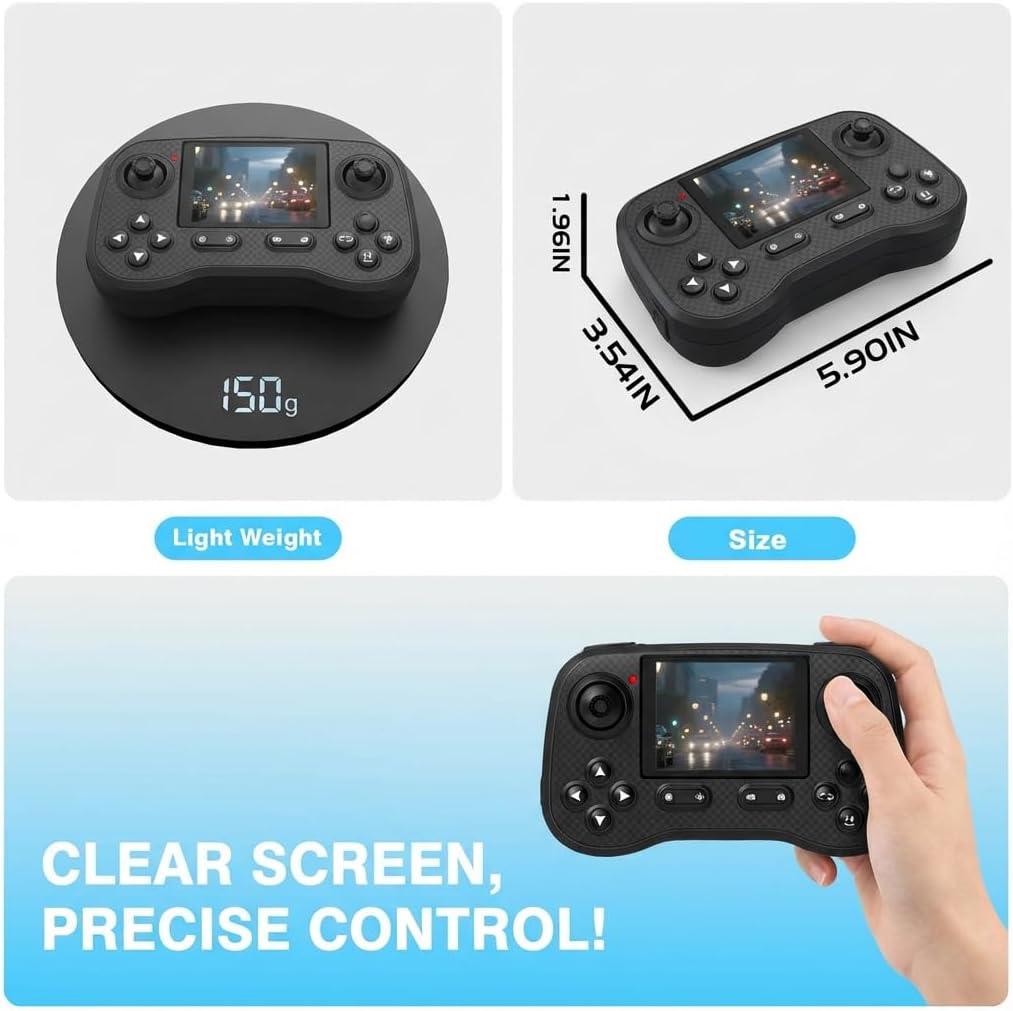 D79Pro FPV Drone with Screen Controller, Crossing drones, Altitude Hold, One Key Take Off/Landing, Active Obstacle Avoidance,360 Degree Flip, Two-batteries. (Black-2 batteries)