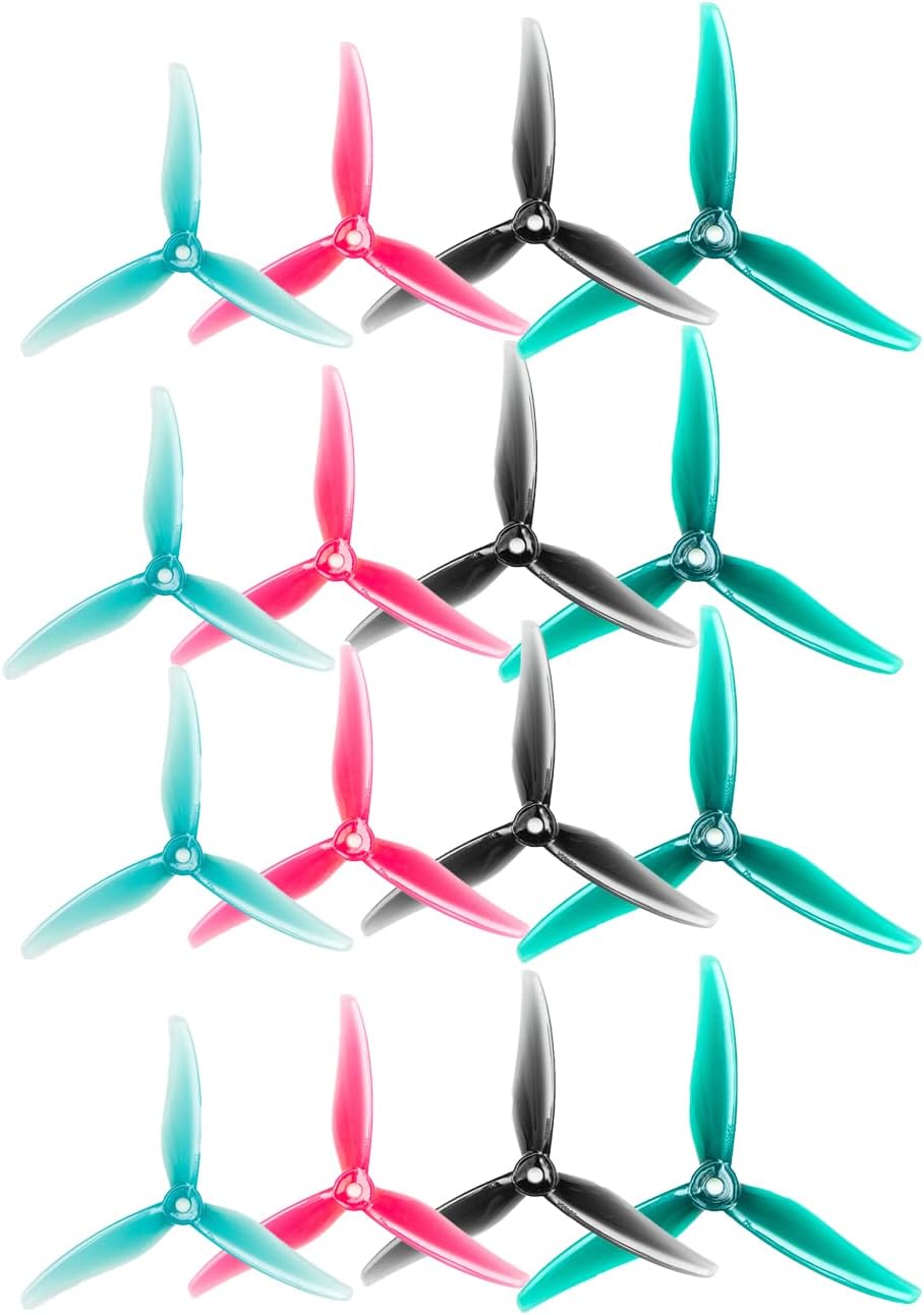 Better Grip Smoother Gemfan 51466 V2 Hurricane MCK Tri-Blade 5.1 Prop FPV Propeller Compatible Xing 2207 2208 2205-2306 Brushless Motor for iFlight Nazgul Evoque DIY Quadcopter Drone (Pack of 16pcs)