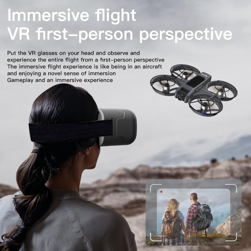FPV Drone with Camera and VR Glasses, Brushless Motor Optical Flow Cool LED Lights Drones Dual Camera Switch RC Quadcopter 2 Batteries VR Drones for Beginners Adults X226 Drone