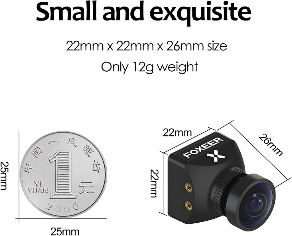 FOXEER FPV Camera Razer Mini V3 1200TVL 1/3 CMOS Sensor 2.1mm Lens 4:3 PAL/NTSC Switchable OSD Board Support Ultra Light Nano FPV Camera for RC FPV Racing Drone