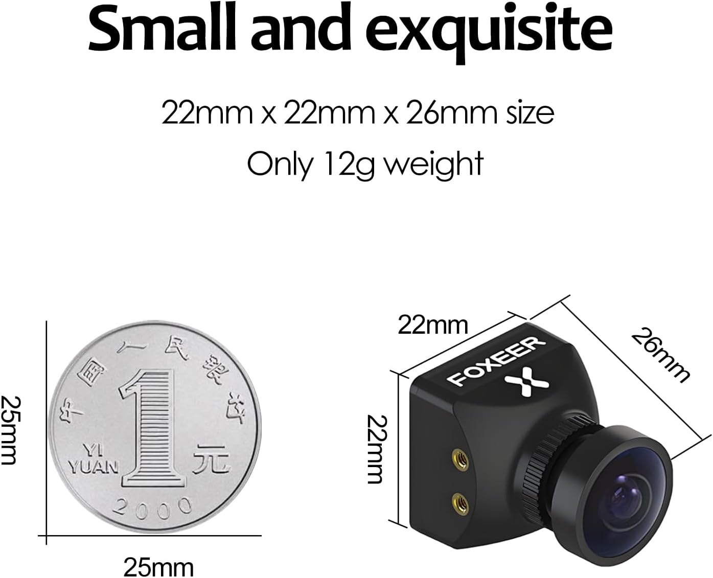 FOXEER FPV Camera Razer Mini V3 1200TVL 1/3 CMOS Sensor 2.1mm Lens 4:3 PAL/NTSC Switchable OSD Board Support Ultra Light Nano FPV Camera for RC FPV Racing Drone