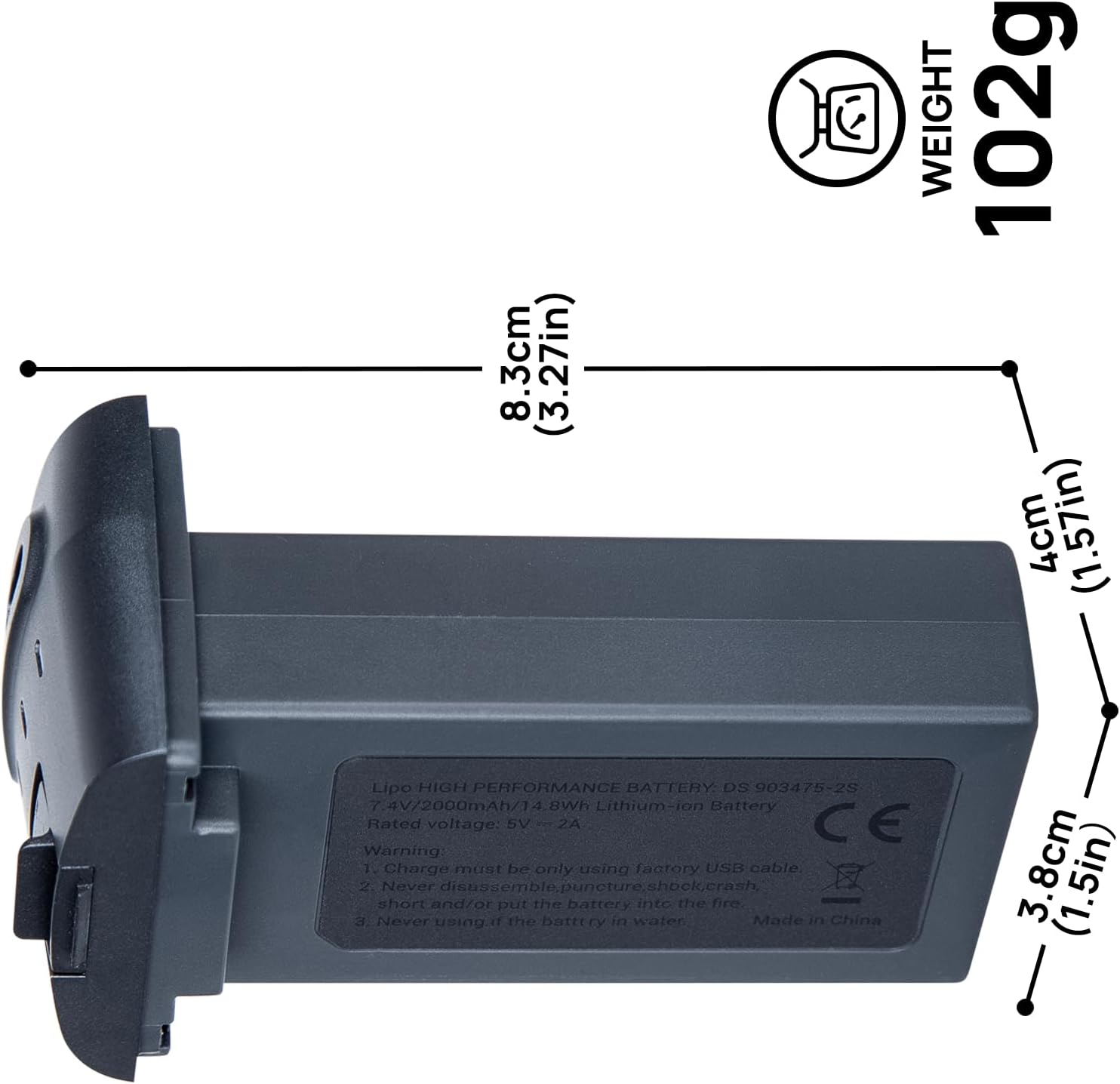 DS 903475-2S 7.4V 2000mAh RC Quadcopter Battery Compatible for HS360S F5 F5S PRO+ RC Drone