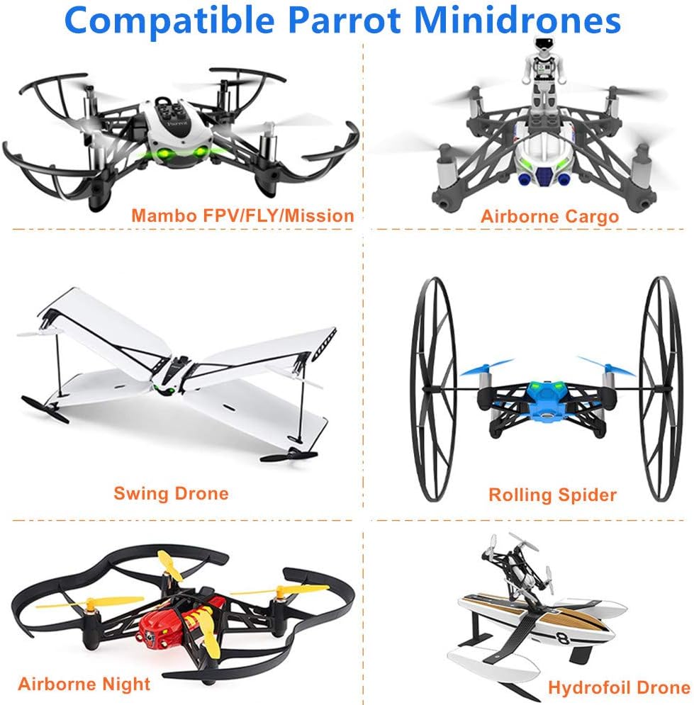 Hanatora 5 Colors Propellers Props Combo for Parrot Minidrone Mambo FPV/FLY/Mission,Swing,Rolling Spider,Airborne Cargo/Night,Hydrofoil Drone,5 Set(Colors: Blue/Red/White/Black/Yellow)