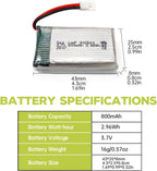sea jump 2PCS 3.7V 800mAh 25C Lipo Battery with Molex Plug and USB Charging Cable Compatible with WLtoys SYMA Most Drone, Quadcopters, Aerial Drones, Gliders, Robot Batteries