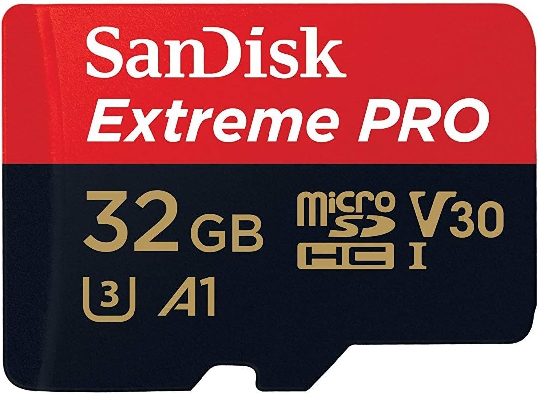 SanDisk Extreme Pro U3 V30 A1 32GB microSDHC Memory Card for DJI Drones Works with Avata and Goggles 2 (SDSQXCG-032G-GN6MA) Class 10 Bundle with 1 Everything But Stromboli MicroSDHC & SD Card Reader