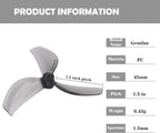 RC Propeller Gemfan 45mm 3-Blade Propeller Props with 1.5mm Shaft Hole for RC FPV Whoop Drone Freestyle Quadcopter 8CW 8CCW(Grey+Blue)