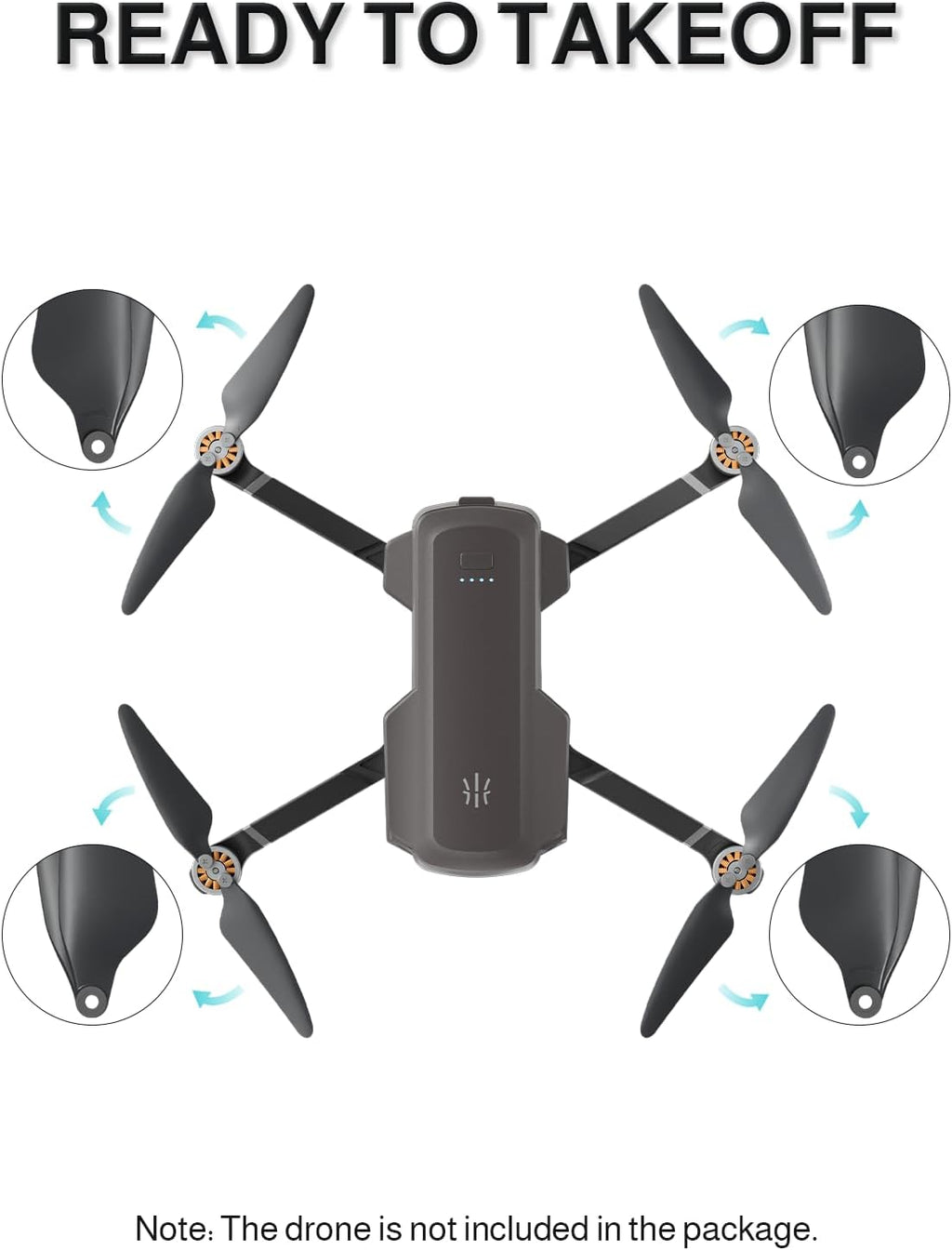 UranHub G30 4K Drone Propellers, Set of 8 with 10 Screws, Grey