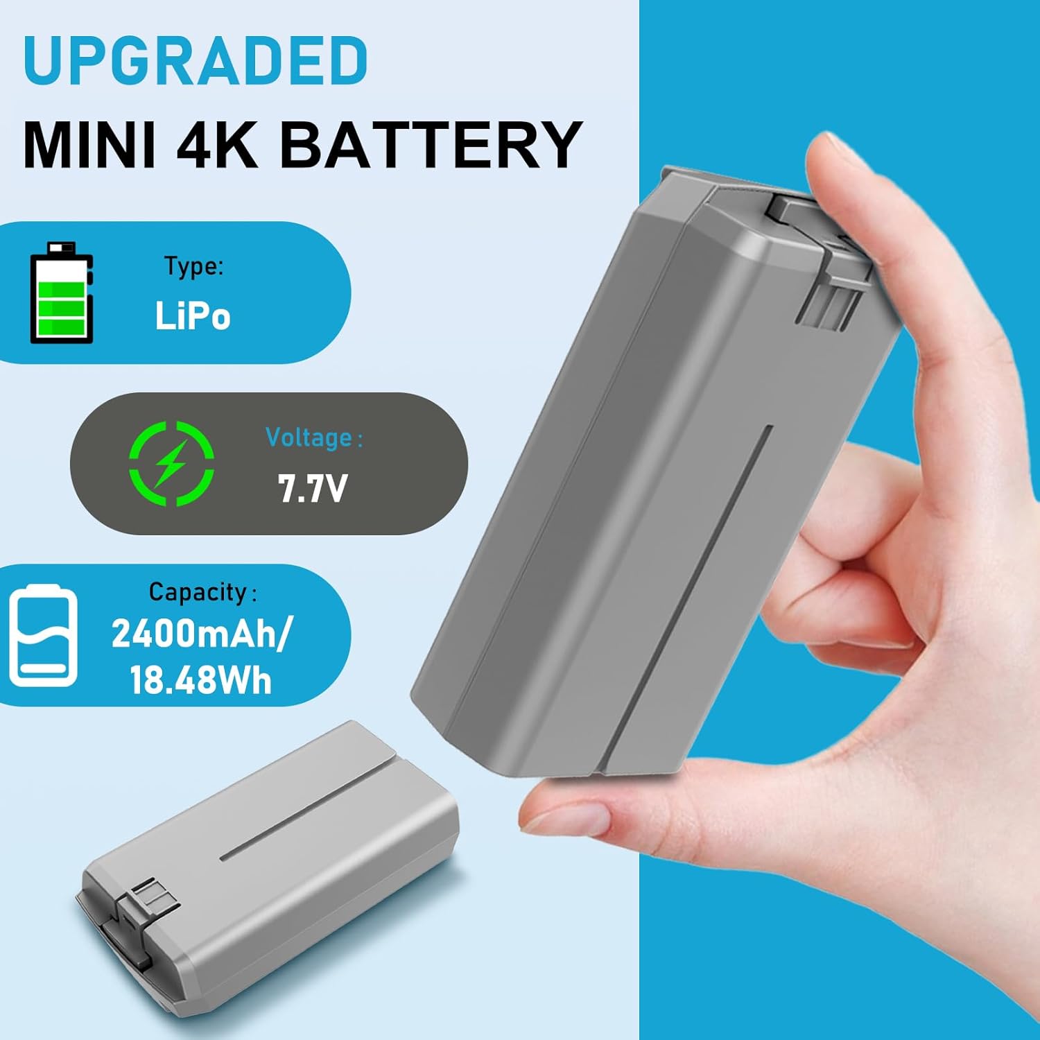 Anegine Mini 4K 2 Battery 2-Pack with Display Two-Way Charging Hub,Compatible with DJI Mini 4K, 2, 2 SE, SE Drone Batteries