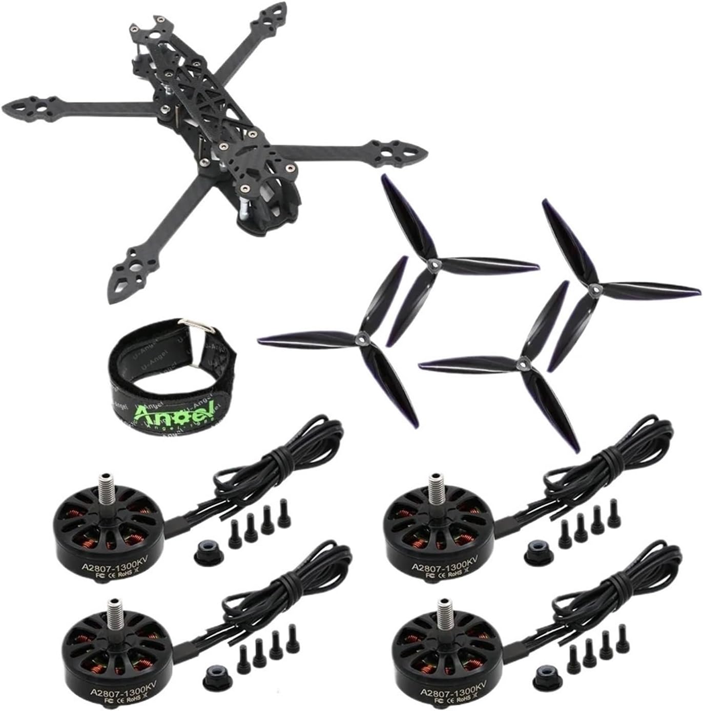 MARK4 7inch Carbon Fiber Frame A2807 1300KV Brushless Motor Propeller Drone Set Long Range(Sample no FC)