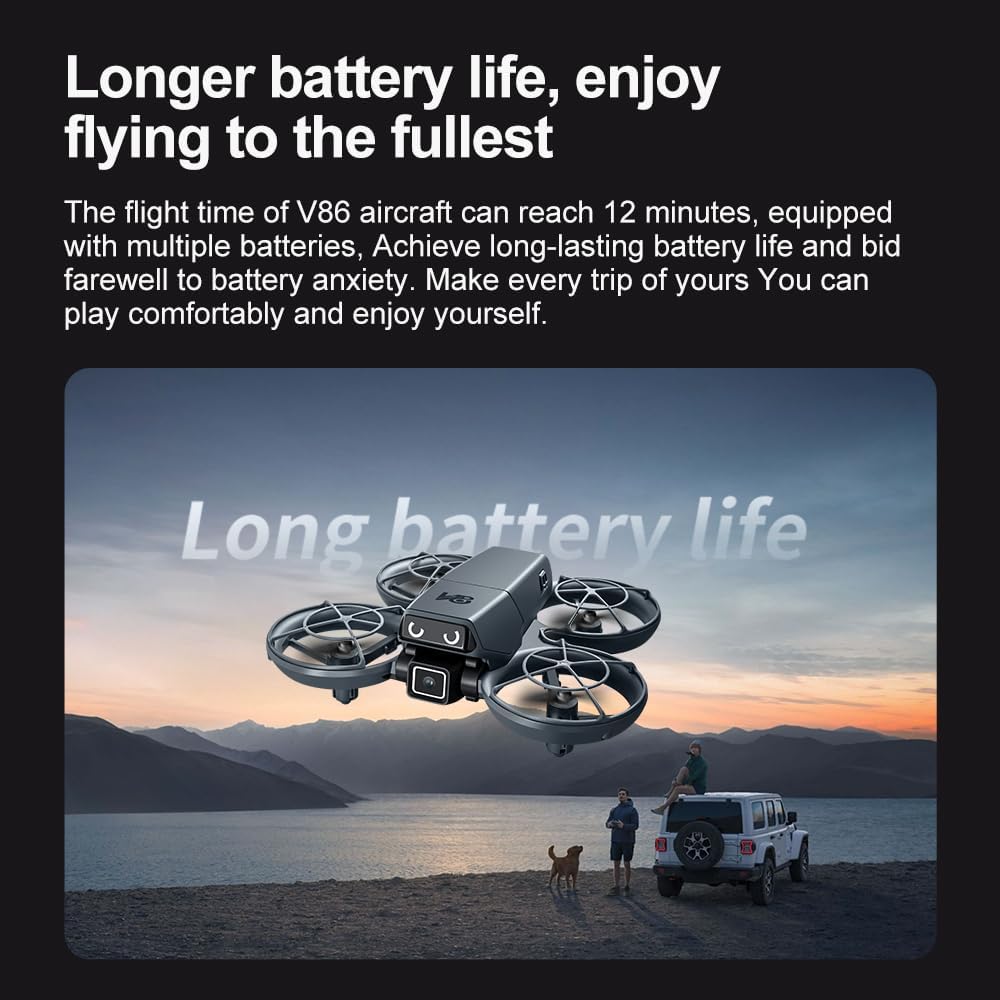 HD Camera Drone with 3 Batteries for Adults Beginners, Optical Flow Positioning Altitude Hold 360¡ã Flips, One Key Takeoff/Landing Headless Mode, V86 Mini RC Quadcopter for Outdoor Indoor Videos Drones