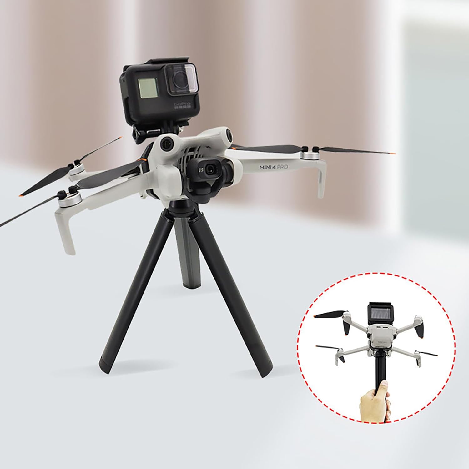 Action Camera Mount Holder, Drone Gimbal Extension Mount Bracket with 1/4 Screw Adapter for DJI Mini 4 Pro/Mini 3/Mini 3 Pro