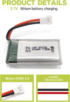 sea jump 6PCS 3.7V Lipo Battery 420mAh 25C with 6in1 Charger Molex Plug Compatible with Most RC Drone Quadcopters, Aerial Drones, Gliders, Robot Batteries