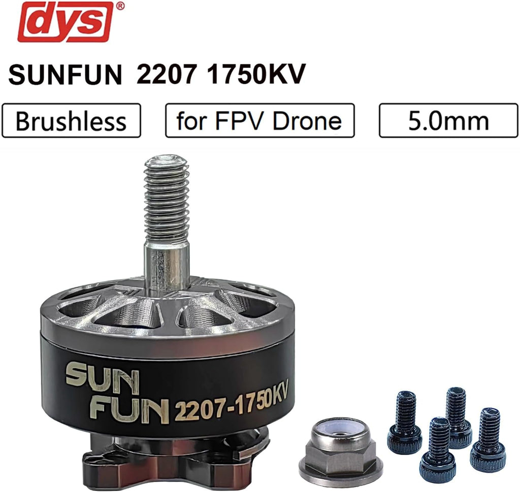 DYS 4PCS SUNFUN 2207 1750KV 6S Drone Motor for FPV Racing Drone Quadcopter 5inch Freestyle Remote Drone (SF2207 1750KV 4PCS)