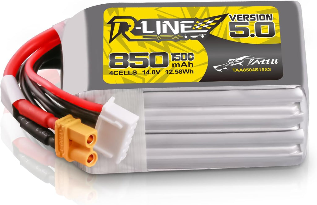 TATTU R-Line Version 5.0 4S Lipo Battery 14.8V 150C 850mAh Lipo Battery Pack with XT30U-F Plug