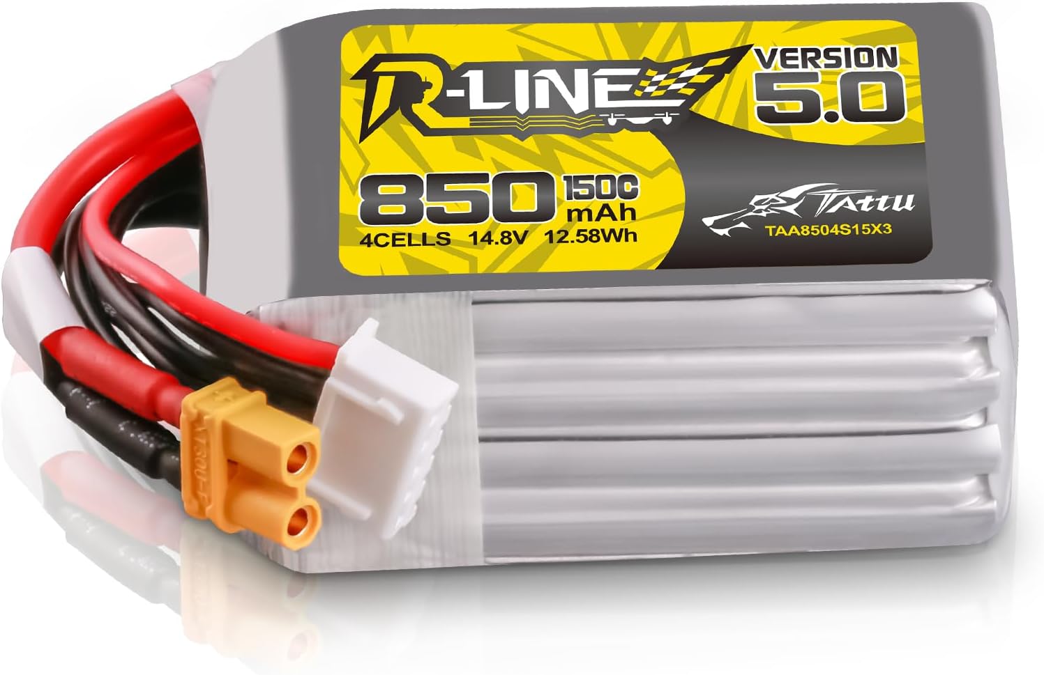 TATTU R-Line Version 5.0 4S Lipo Battery 14.8V 150C 850mAh Lipo Battery Pack with XT30U-F Plug