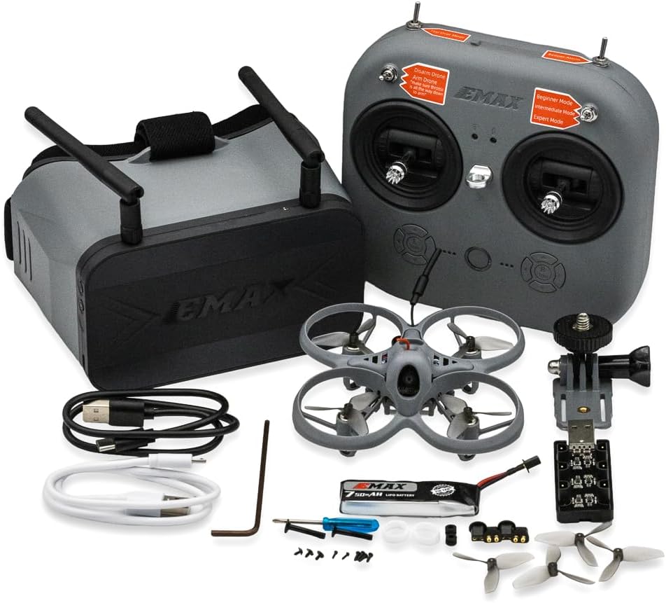 Tinyhawk Lite FPV Drone with Camera RTF Kit With FPV Goggles and Remote Control for Beginners Ready To Fly Set with ERLS RunCam Nano 3 VTX 25mW 100mW 400mW Super Light 37g 75mm 750mAh