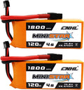 CNHL 1800mAh 4S Lipo Battery 14.8V 120C with XT60 Plug for RC Airplane Boat Heli Airplane Drone FPV Racing Hobby (2 Packs)