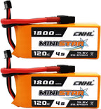 CNHL 1800mAh 4S Lipo Battery 14.8V 120C with XT60 Plug for RC Airplane Boat Heli Airplane Drone FPV Racing Hobby (2 Packs)