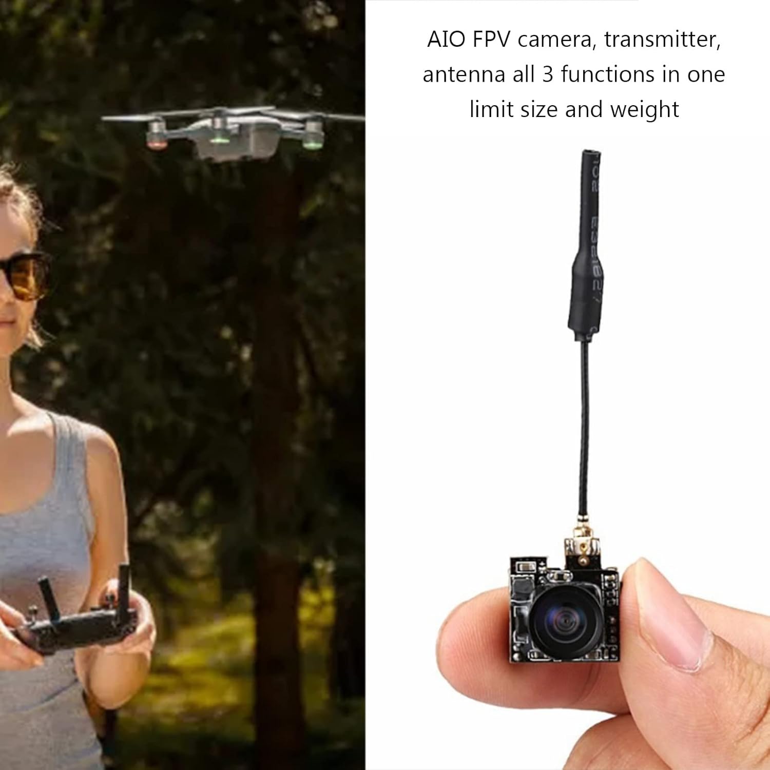 Micro FPV AIO Camera, 5.8G 40CH 25mW Switchable FPV Transmitter Mini FPV Micro AIO Camera, Radio Transmission Device for FPV Drone, FPV Indoor Racing