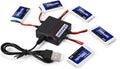 URGENEX 5PCS 3.7V 380mAh Drone Battery 25C 1S Lipo Battery with 5in1 Charger for SYMA Q11 AT-96 TR-C385 TR-P51 TR-F22 H99W H31 H6C H98 Holy Stone HS170G HS170 HS170C HS230 Drone Quadcopter Aircraft