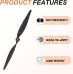 MECCANIXITY 3 Pcs 14x7 Inch Propeller RC Propellers 2-Vane Blades Props with Washer for RC Airplane Aircraft Prop Controlled Airplanes Lightweight Drones, Black