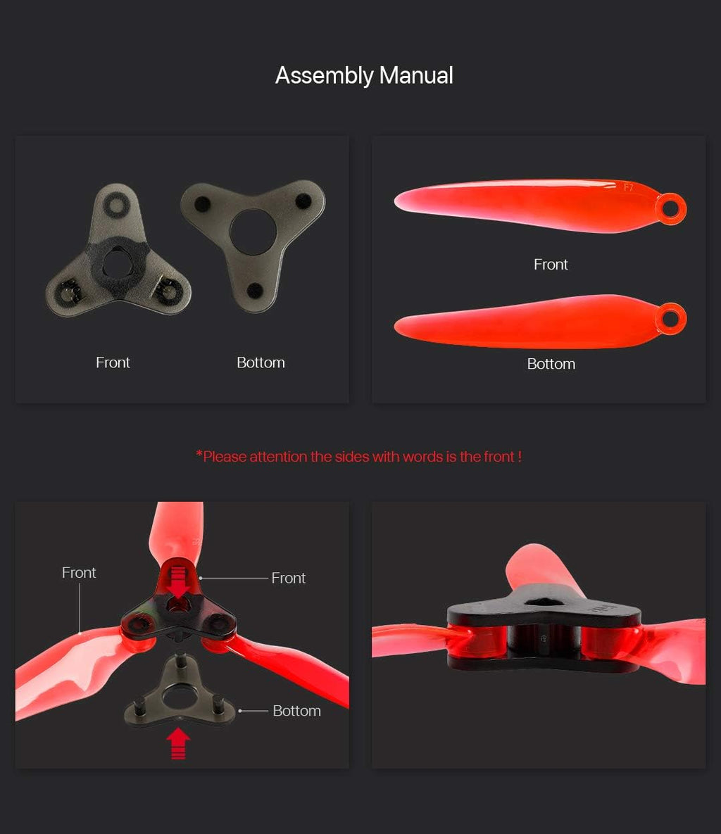 4 Pairs of Dalprop fold f7 7 inch Folding Propeller Props for Freestyle Micro Carbon Fiber FPV Racing Quadcopter Quad Drone Frame (Red)