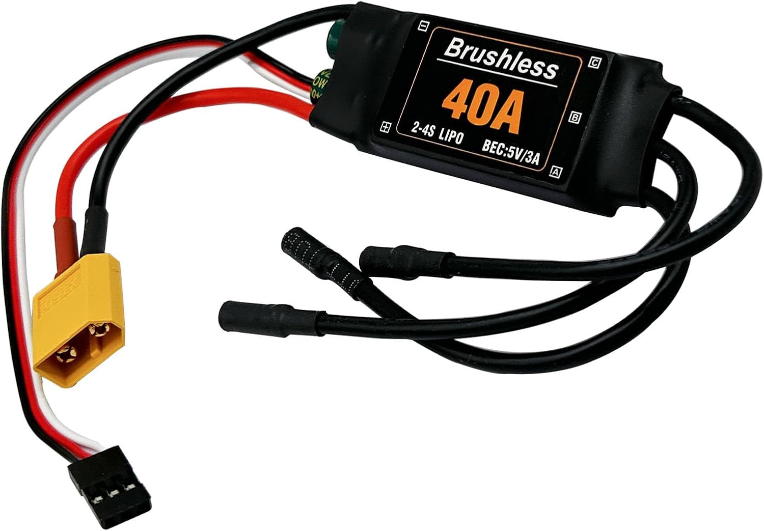 40A Brushless ESC 2-4S Speed Controller 5V 3A BEC with XT60 Plug for RC Drone Airplanes Multi-axis Aircraft Helicopter