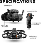 Drone Skin Compatible with DJI Avata 2 Bundle (2024) - Black Camo - Premium 3M Vinyl Protective Wrap Decal Cover - Easy to Apply | Crafted in The USA by MightySkins