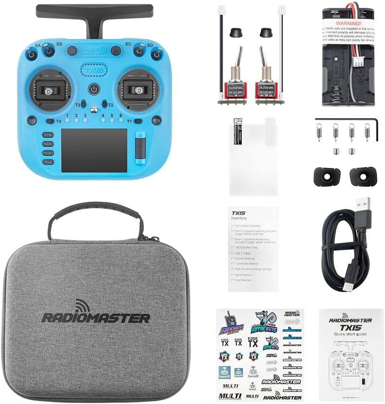 RadioMaster TX15 ExpressLRS Hall Gimbals IPS Touchscreen Radio Controller Mode 2 (Blue)