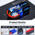 Zeee 3S Lipo Battery 5200mAh 11.1V 80C Hard Case RC Lipo with EC5 Connector for 1/5 1/8 1/10 RC Car Boat Truck Heli Airplane UAV Drone FPV Racing Models(2 Packs)