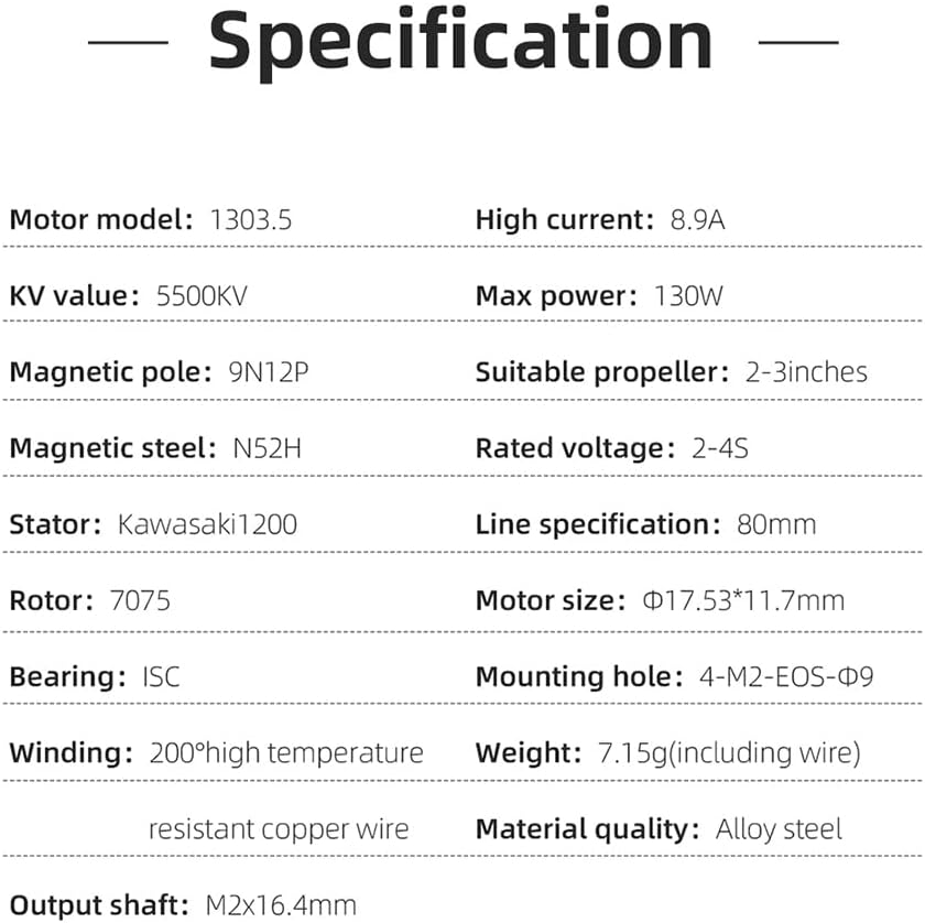 HGLRC Specter 1303.5 5500KV 2-4S Brushless Motor for 2-2.5Inch Tiny Drone and 2-3Inch Toothpick Drone