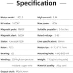 HGLRC Specter 1303.5 5500KV 2-4S Brushless Motor for 2-2.5Inch Tiny Drone and 2-3Inch Toothpick Drone