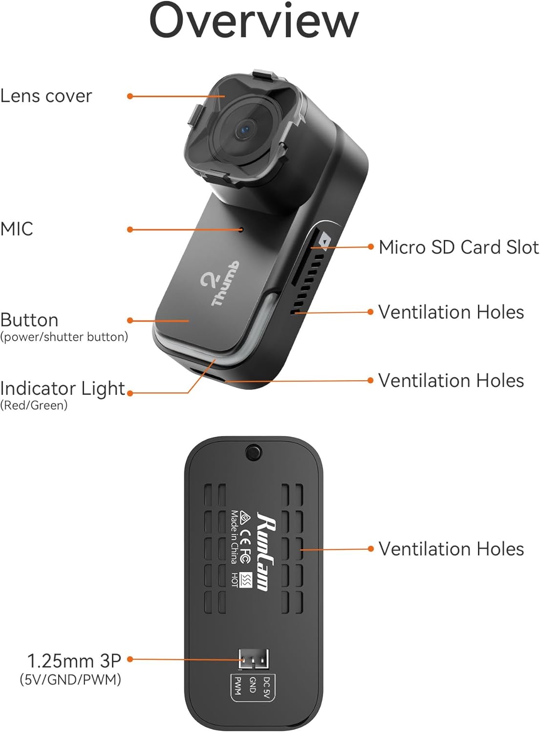 RunCam Thumb 2 FPV Mini Action Camera 4K60FPS 27g Remote-Control Recording with Gyroflow Stabilization ND Filter for FPV Drone Cinewhoop Airplane RC Car (Thumb 2+ND Filter Set)