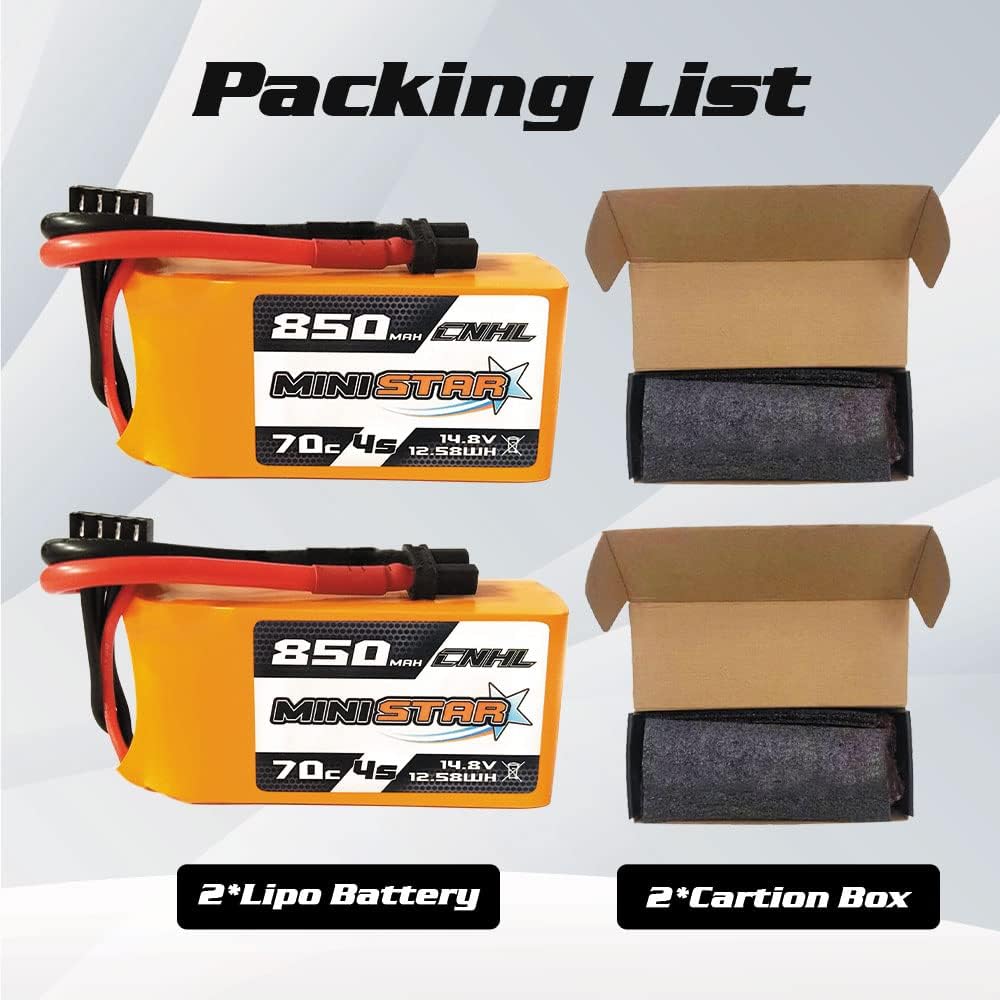 CNHL 4S Lipo Battery 850mAh 70C 14.8V lipo Battery with xt30u for RC Airplane Helicopter Quadcopter multirotor FPV Racing Drone(2pcs)