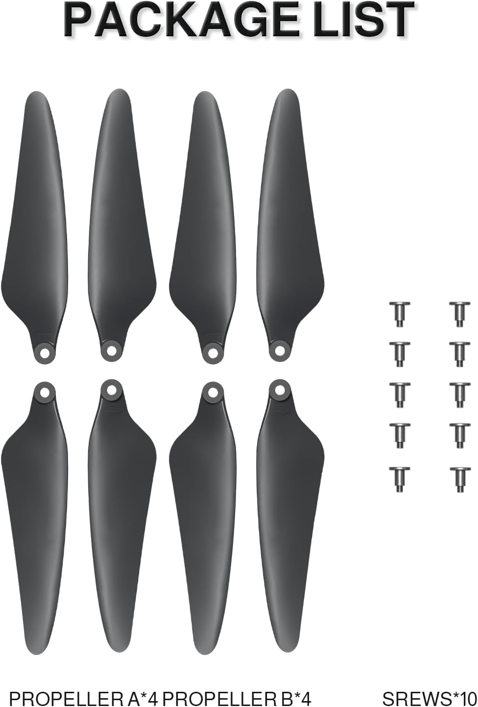 UranHub G30 4K Drone Propellers, Set of 8 with 10 Screws, Grey